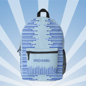 青モダンストライプのパーソナ淡い色のライズ可能なパターン プリントバックパック