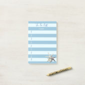 青モダンストライプの、海の星、リストする ポストイット (デスク上)