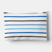 青モダンストライプスタイリッシュメイクアップバッグ アクセサリーポーチ (裏面)
