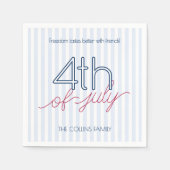 青モダンストライプパーティー7/4 スタンダードカクテルナプキン (正面)