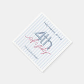 青モダンストライプパーティー7/4 スタンダードカクテルナプキン (角)