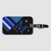 青モダンストライプ空カスタム旅 ラゲッジタグ (正面横)