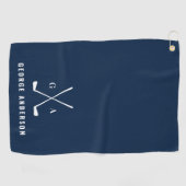 青モダンタイポグラフィイニシャルモノグラエレガントム ゴルフタオル (横)