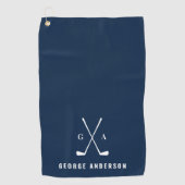 青モダンタイポグラフィイニシャルモノグラエレガントム ゴルフタオル (正面)
