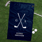 青モダンタイポグラフィイニシャルモノグラエレガントム ゴルフタオル