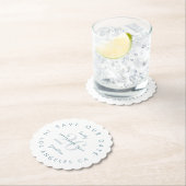 青モダンタイポグラフィ日付の保存 ペーパーコースター (インサイチュ)