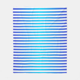 青モダンターコイズグラデーションストライプ フリースブランケット