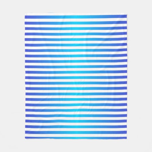 青モダンターコイズグラデーションストライプ フリースブランケット (正面)