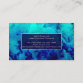 青モダンターコイズ水色バラ金ゴールド化粧 名刺 (裏面)