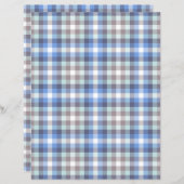 青モダンタータンチェック格子模様スクラップブック紙 (正面/裏面)