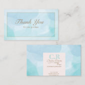 青モダンティール(緑がかった色)水彩ありがとう 名刺 (正面/裏面)