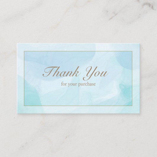 青モダンティール(緑がかった色)水彩ありがとう 名刺 (正面)