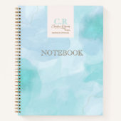 青モダンティール(緑がかった色)水彩事業 ノートブック (正面)