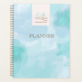 青モダンティール（緑がかった色）水彩事業 プランナー手帳 (正面)