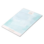青モダンティール(緑がかった色)水色 ノートパッド (アングル)