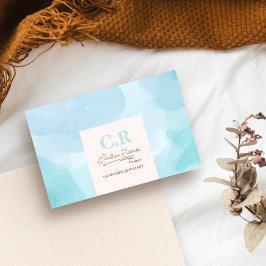 青モダンティール（緑がかった色）水色 名刺