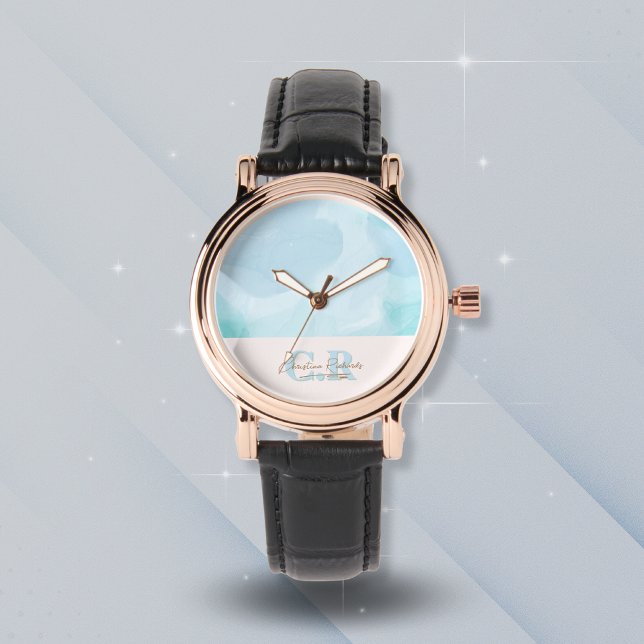 青モダンティール（緑がかった色）水色 腕時計 (クリエイターアップロード済み)