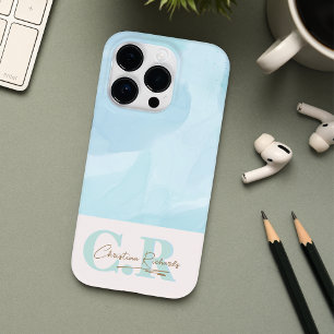 青モダンティール（緑がかった色）水色 Case-Mate iPhone 14 PROケース