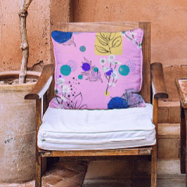 青モダンティール（緑がかった色）黄色い斑点の花がピンク クッション