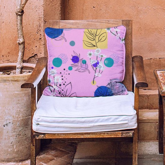 青モダンティール（緑がかった色）黄色い斑点の花がピンク クッション