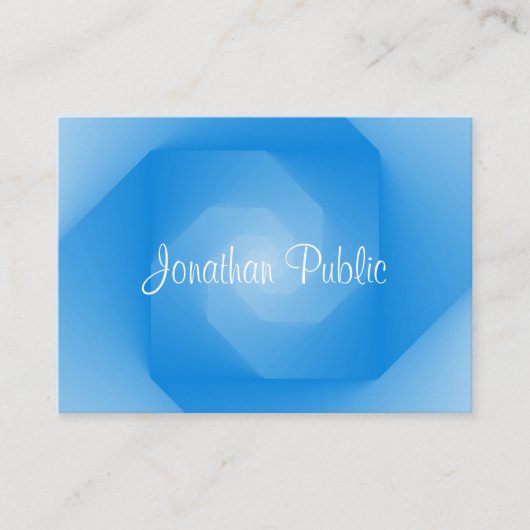 青モダンテンプレート手書きスクリプト名 名刺 (正面)