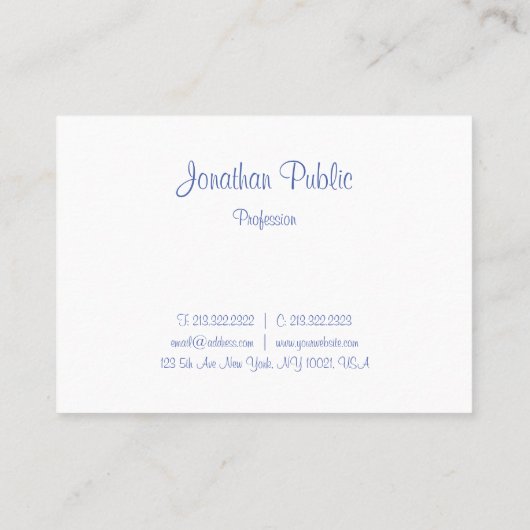 青モダンテンプレート手書きスクリプト名 名刺 (裏面)