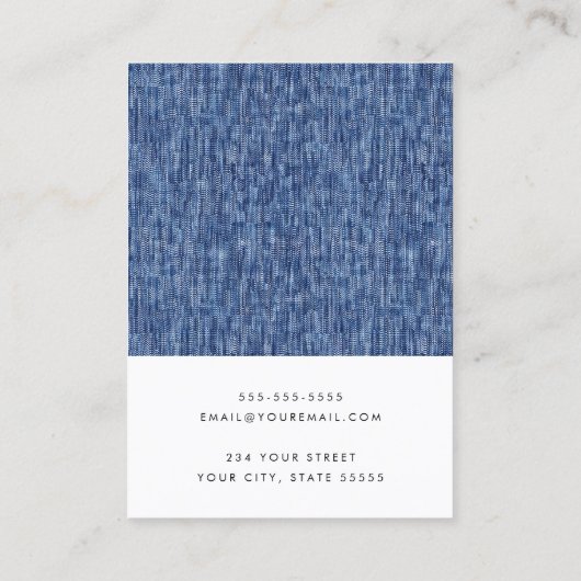 青モダンデニム模様イヤリングカード 名刺 (裏面)
