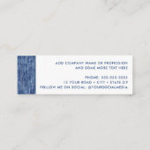 青モダンデニム模様プロフェッショナル スキニー名刺 (裏面)