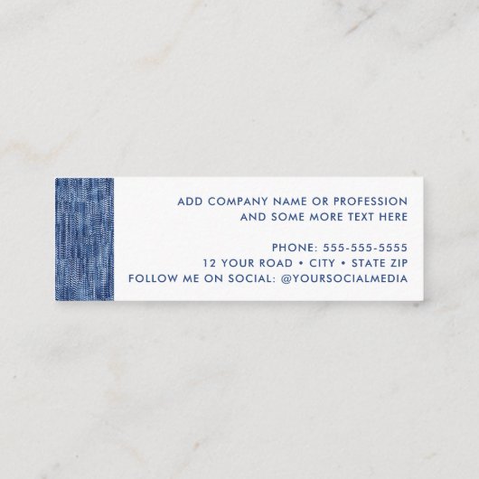 青モダンデニム模様プロフェッショナル スキニー名刺 (裏面)