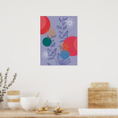 青モダントレンディーフローラ抽象芸術芸術的ポスター ポスター (キッチン)