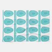 青モダンハッピーイースター卵パターン キッチンタオル (横)