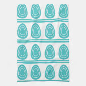 青モダンハッピーイースター卵パターン キッチンタオル (縦)