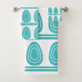 青モダンハッピーイースター卵パターン バスタオルセット