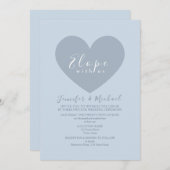 青モダンハート結婚落ち 招待状