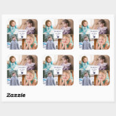 青モダンハート4キッズフォトコラージュ スクエアシール (シート)