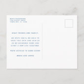 青モダンビーチ結婚式日付の保存 案内ポストカード (裏面)