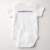 青モダンピンクと紫のフローラチューリップ ベビーボディスーツ (裏面)