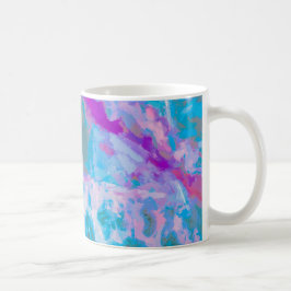 青モダンピンク白抽象芸術水色 コーヒーマグカップ