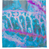 青モダンピンク白抽象芸術水色 シャワーカーテン (正面)