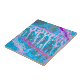 青モダンピンク白抽象芸術水色 タイル