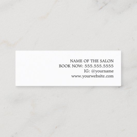 青モダンフェイクエレガント金ゴールドはさみサロン スキニー名刺 (裏面)