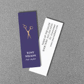 青モダンフェイクエレガント金ゴールドはさみサロン スキニー名刺