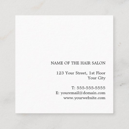 青モダンフェイクエレガント金ゴールドはさみ美容師 スクエア名刺 (裏面)