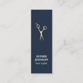 青モダンフェイクエレガント金ゴールドはさみ髪 スキニー名刺 (正面)