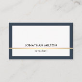 青モダンフェイクエレガント金ゴールド線コンサルタント 名刺 (正面)