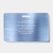 青モダンフェイク金属企業の写真ID バッジ (裏面)