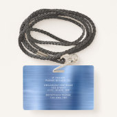 青モダンフェイク金属企業の写真ID バッジ (裏面ランヤード)