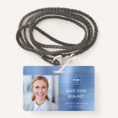 青モダンフェイク金属企業の写真ID バッジ (正面ランヤード)