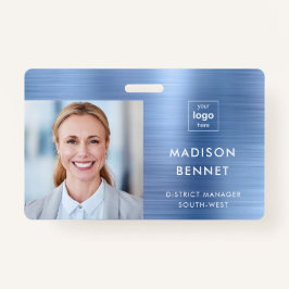 青モダンフェイク金属企業の写真ID バッジ