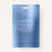 青モダンフェイク金属企業の写真ID バッジ (裏面)